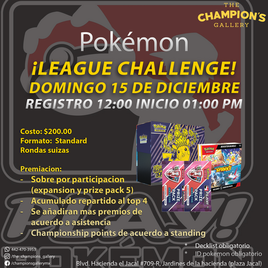 Pokemon league challenge - Diciembre