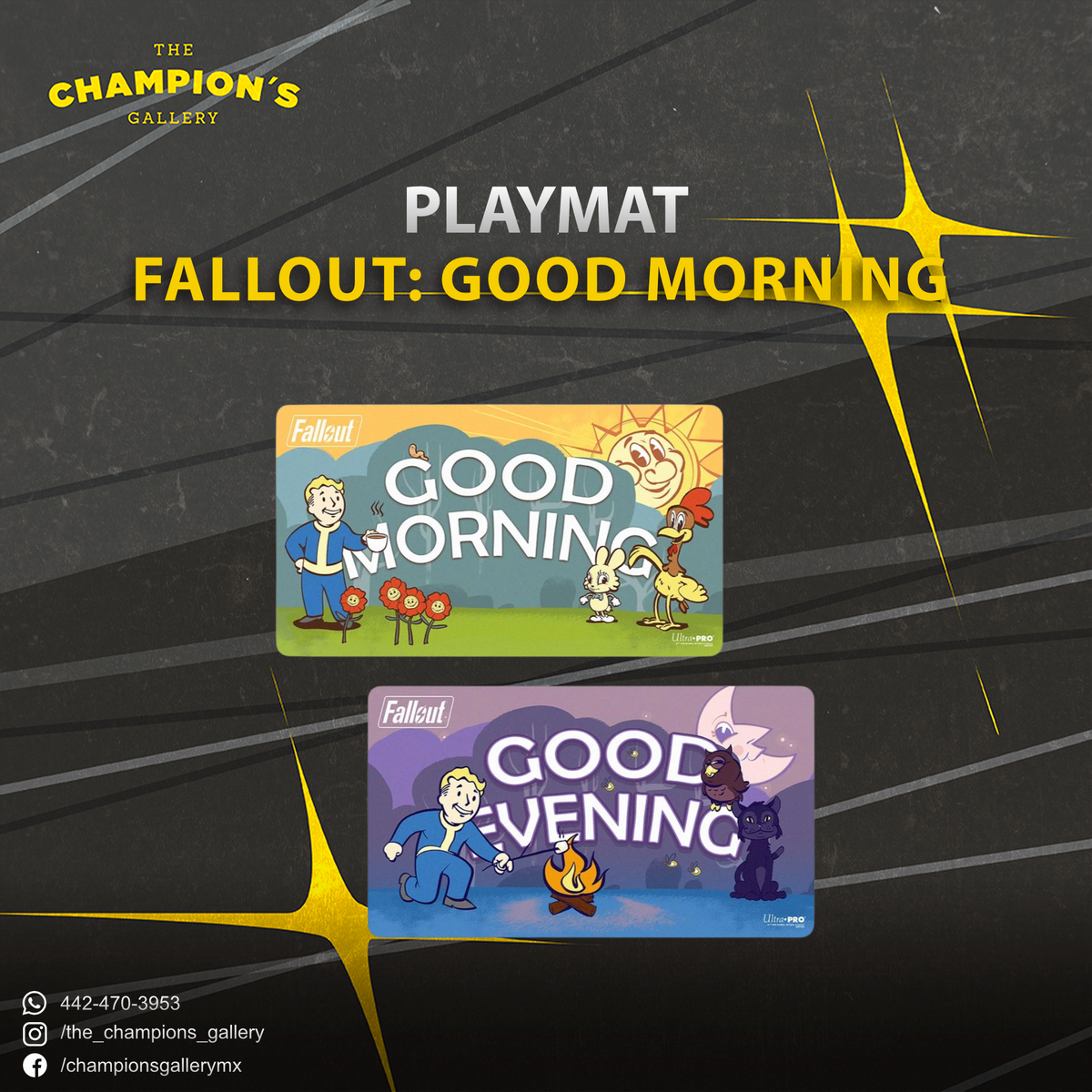 Playmat: Double-sided Fallout Vault Boy- Good Morning/Good Evening